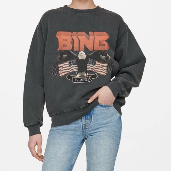Anine Bing Black Graphic Sweatshirt - Picture 1 of 4